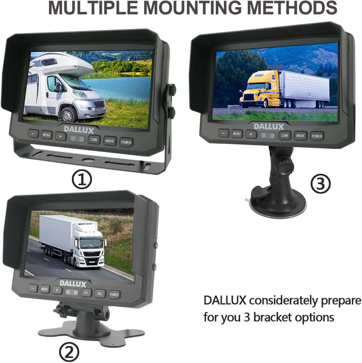 DALLUX Heavy Duty Vehicle Truck Bus Backup Camera System,Waterproof Night Vision Rear View Camera