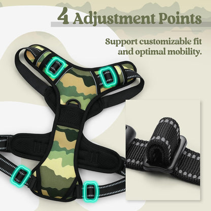 rabbitgoo Dog Harness No Pull with 2 Leash Clips, Adjustable Soft Padded, Reflective Oxford No