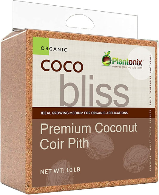 Coco Bliss (10lbs) - Organic Coco Coir for Plants - OMRI-Listed Coco Coir Brick for Garden Soil &