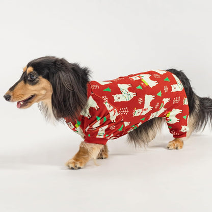 Fitwarm Christmas Alpaca Dog Pajamas, Christmas Clothes for Small Dogs Boy Girl, Holiday Pet