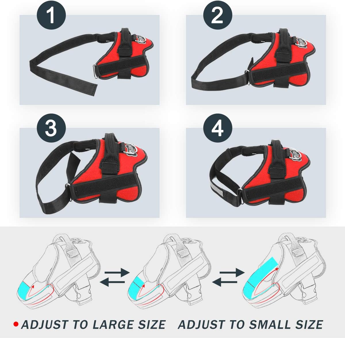Bolux Dog Harness, No-Pull Reflective Dog Vest, Breathable Adjustable Pet Harness with Handle for