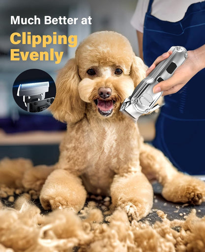 oneisall Dog Grooming Kit for Heavy Thick Hair&Coats/Low Noise Rechargeable Cordless Waterproof Dog