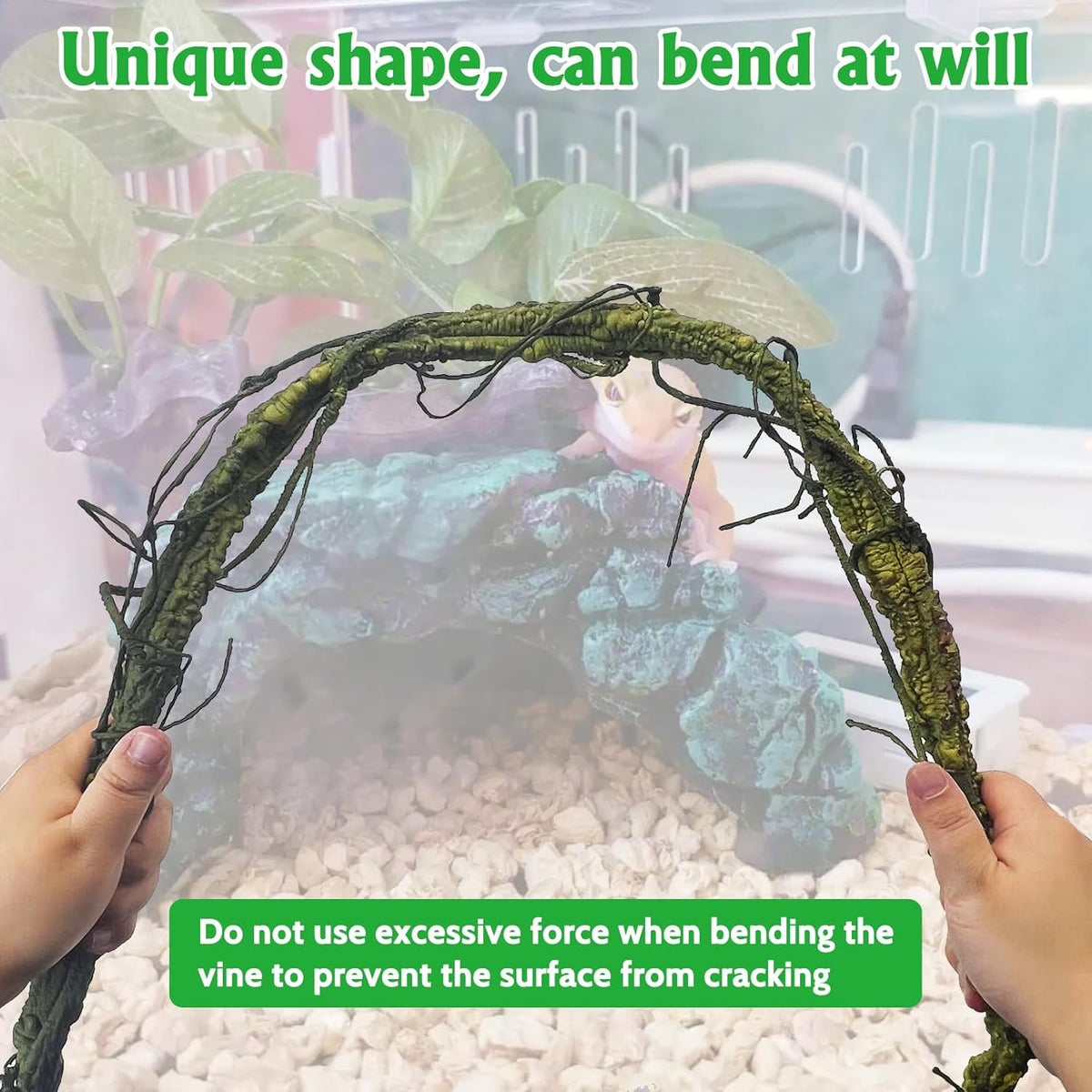 VCEPJH Large Reptile Vines Thick Terrarium Plants 118 Inches Long Flexible Climbing Branch Snake