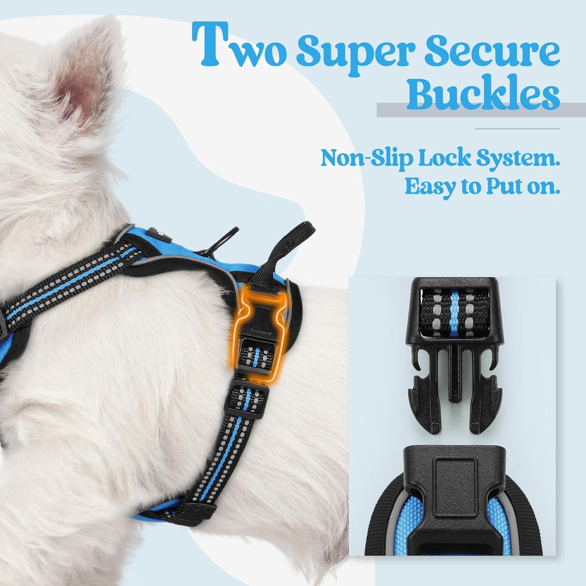 rabbitgoo Dog Harness No Pull with 2 Leash Clips, Adjustable Soft Padded, Reflective Oxford No