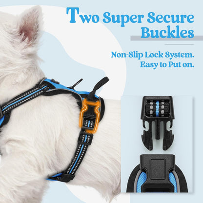 rabbitgoo Dog Harness No Pull with 2 Leash Clips, Adjustable Soft Padded, Reflective Oxford No