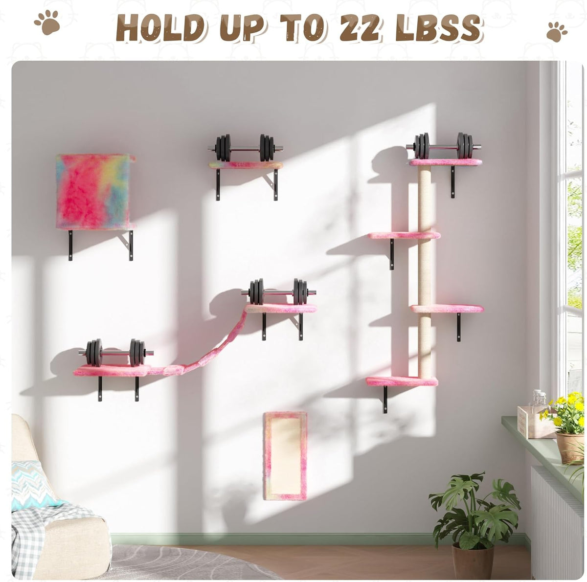 COZIWOW Wall Mounted Cat Furniture, Cat Wall Shelves and Perches, Floating Cat Shelves for Wall Set