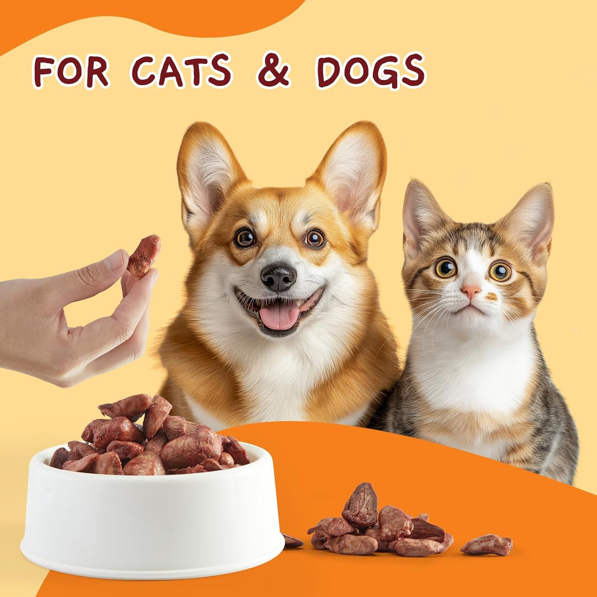 Jungle Calling Cat Treats & Dog Snacks, Freeze Dried Chicken Hearts Halves for Cats & Dogs, Single