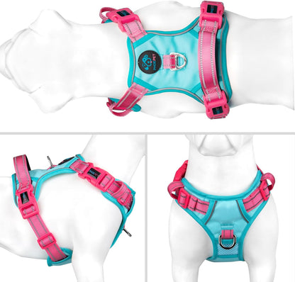PHOEPET No Pull Dog Harness, Unique Colors Reflective Adjustable Dog Vest, with Soft Training