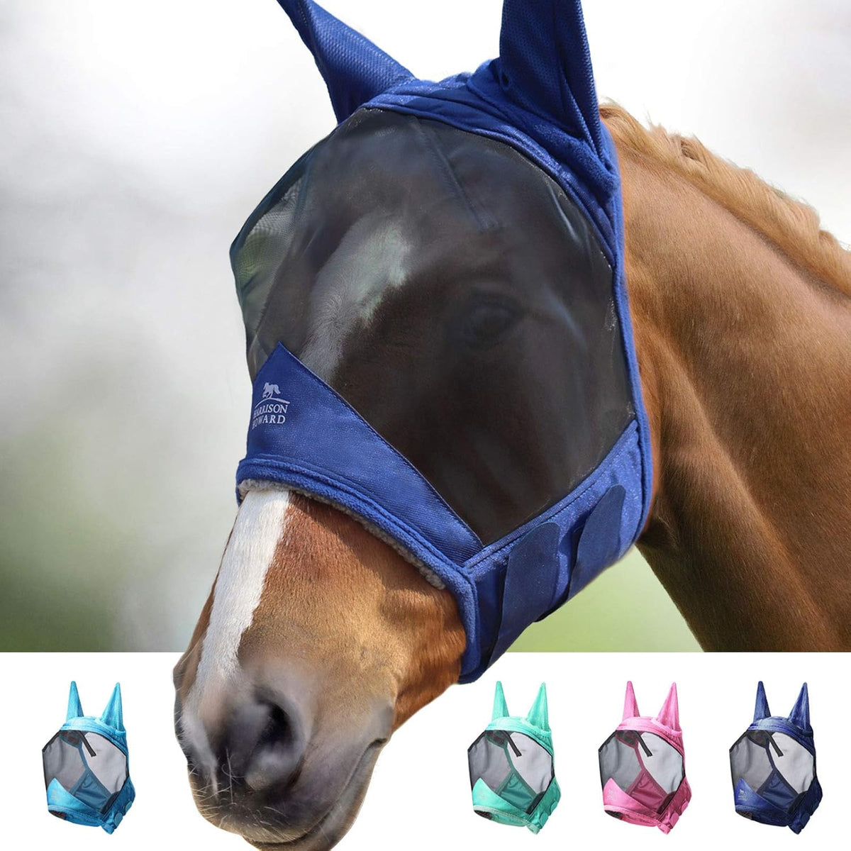 Harrison Howard CareMaster Pro Luminous Horse Fly Mask Large Eye Space Standard with Ears UV