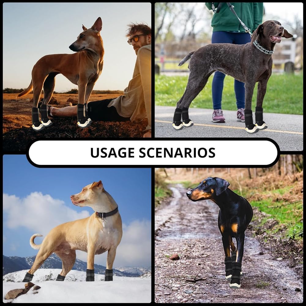 Dog Shoes for Hot Pavement Anti-Slip Dog Boots Waterproof Dog Shoes for Small to Large Dogs with