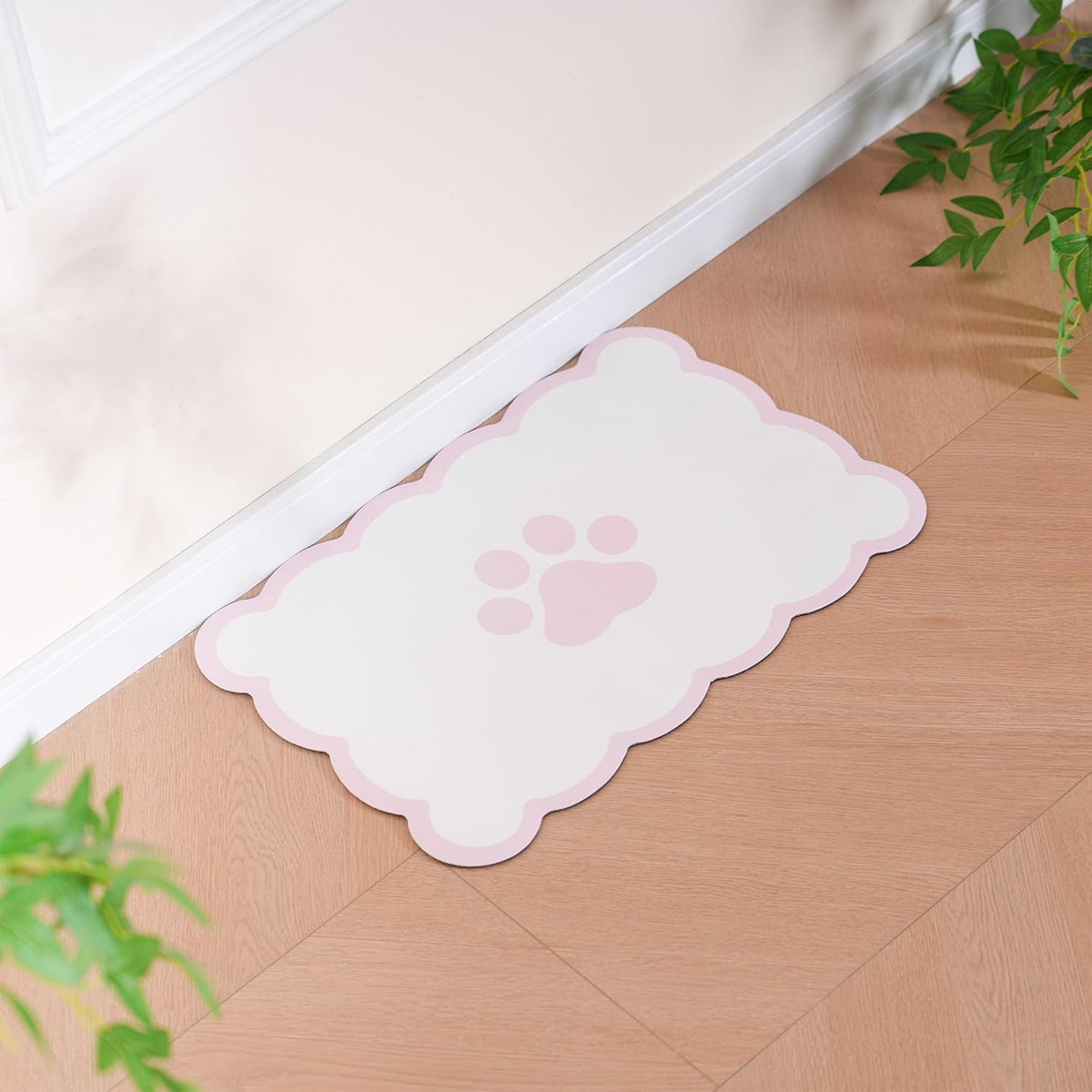 Ralxion Scalloped Dog Feeding Mat, Absorbent Mats for Dog Food and Water Bowl, Dispenser, Cute