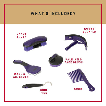 Weaver Equine 6-Piece Horse Grooming Kit, Ergonomic Gentle Horse Care Kit, Equestrian Supplies for