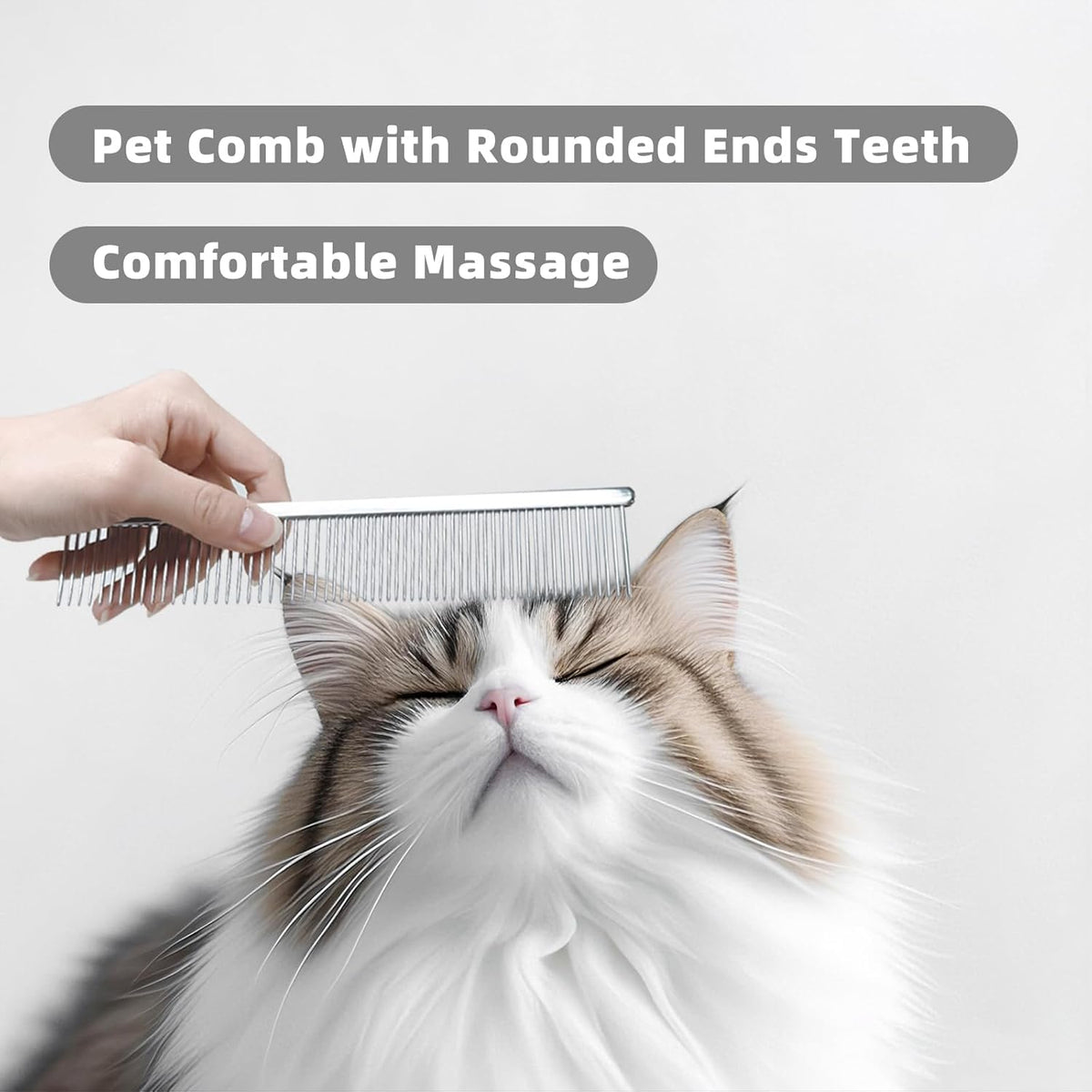 Stainless Steel Dog Comb - Cat Combs with Rounded Ends Teeth - Professional Metal Pet Grooming