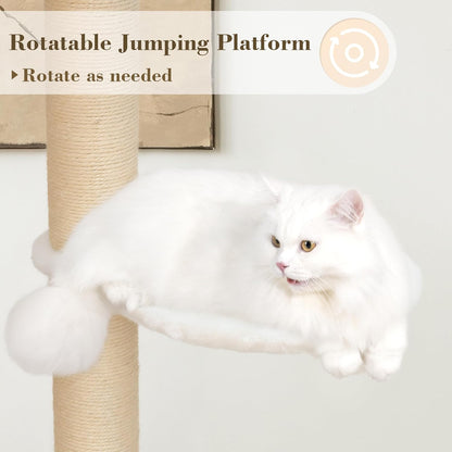 KAMABOKO Modern Cat Tree, 53" Tall Cat Trees for Indoor Cats, Cat Condo Natural Sisal with