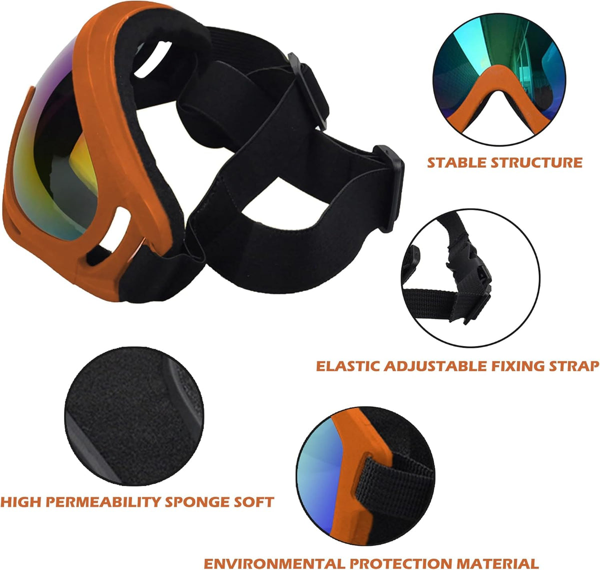 Large Dog Sunglasses With Adjustable Strap UV Protection, Windproof Puppy Eyewear, Suitable for