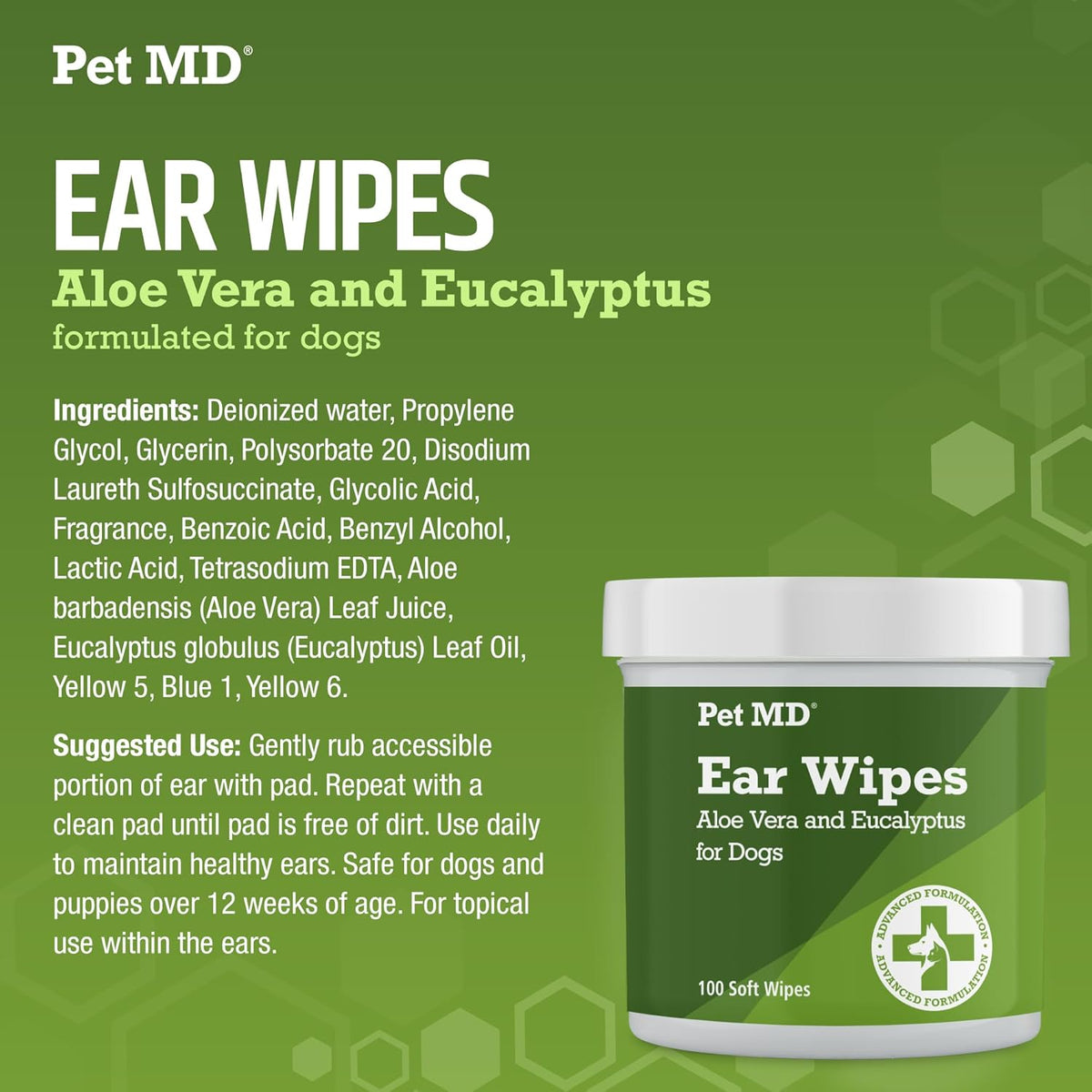 Pet MD - Dog Ear Cleaner Wipes - Otic Cleanser for Dogs to Stop Ear Itching, and Infections with