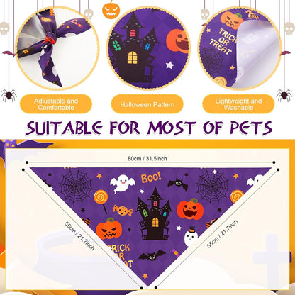 Abbylike 50 Pcs Halloween Dog Bandanas Bulk Pumpkin Bandanas for Dogs Triangle Kerchief Bibs Scarf