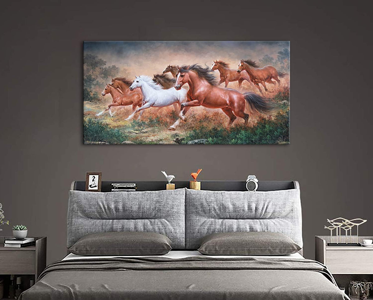 Yxbhhym Large Horse Wall Art Pictures Animal Canvas Prints Eight Running Horses Paintings Posters