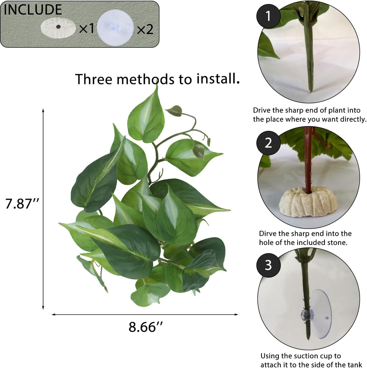 IBWell Fake Reptile Plants for Reptile Terrarium Plants, Reptile Plant Décor, Turtle Tank Plants