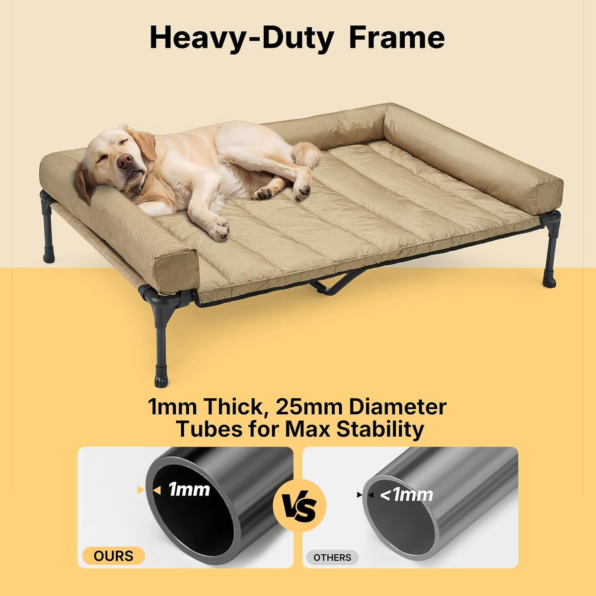 Veehoo Cooling Elevated Dog Bed Add Removable Waterproof Bolster Cushion Mat, Raised Pet Cot with