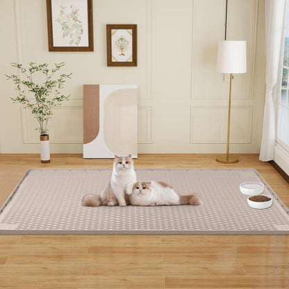 Cat Food Mat, 50" x 35" Extra Large Silicone Pet Feeding Mat with Raised Edge Pet Placemat for Food