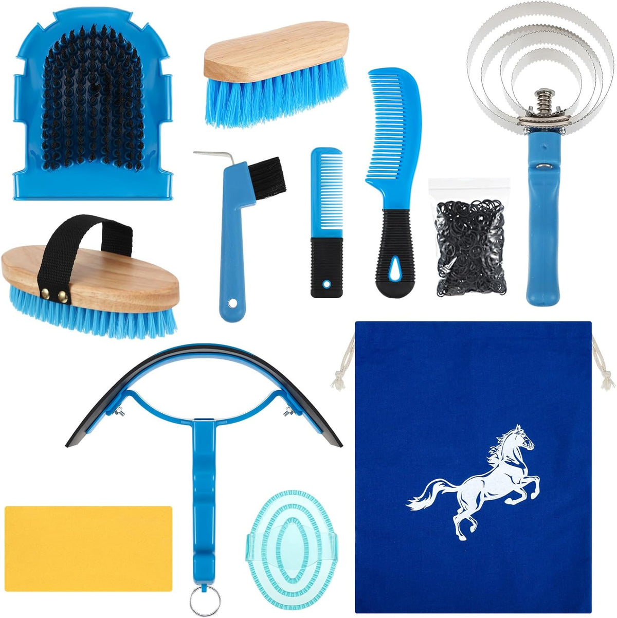 Abbylike 12 Pieces Horse Grooming Kit Racing Festival Tack Room Supplies Horse Brush Sets Equine