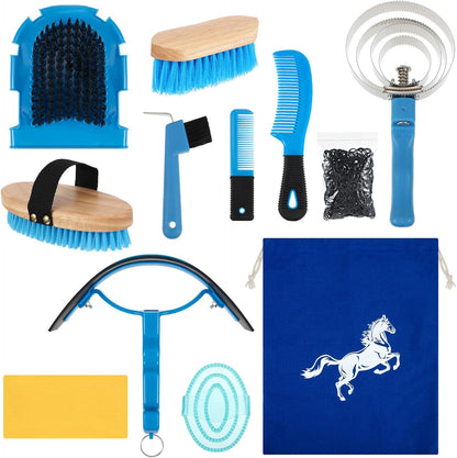 Abbylike 12 Pieces Horse Grooming Kit Racing Festival Tack Room Supplies Horse Brush Sets Equine