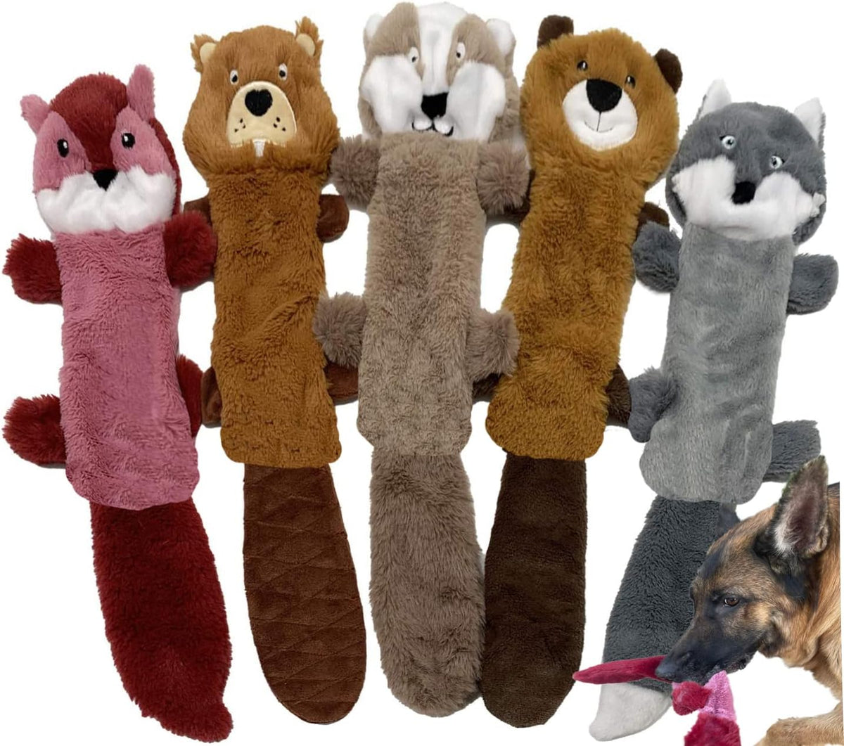 Jalousie 5 Pack Stuffingless Dog Squeaky Toys Dog Toy w/Durable Liner No Stuffing Dog Toy - Dog