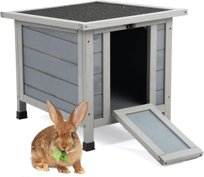Coziwow Rabbit Hutch, Outdoor Cat House Weatherproof, Bunny Cage Indoor with Openable, Portable