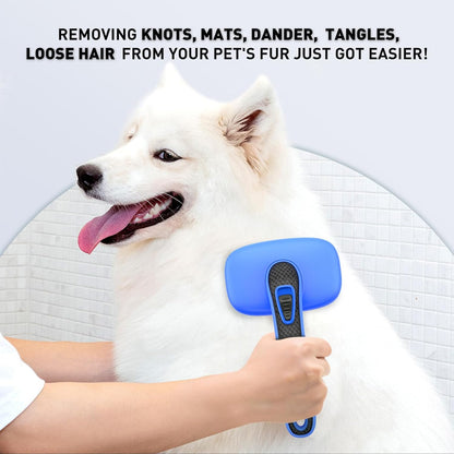 Dogs Cats Self Cleaning Slicker Brush for Shedding & Grooming Any Breed of Pets, Removes Loose