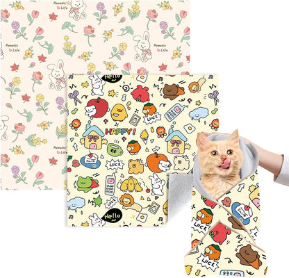 Cat Grooming Wrap, 2pcs [M+L] Cat Restraint Wrap for Nail Clipping, Ear Cleaning, and Teeth