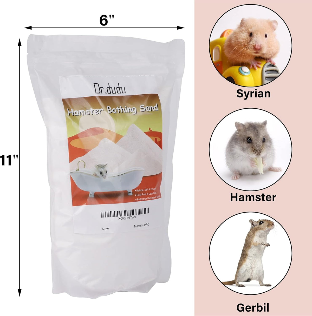 DR.DUDU Hamster Bath Sand, 6.6lb Dust Free Desert Sand or Potty Litter Sand for Hamster Chinchillas