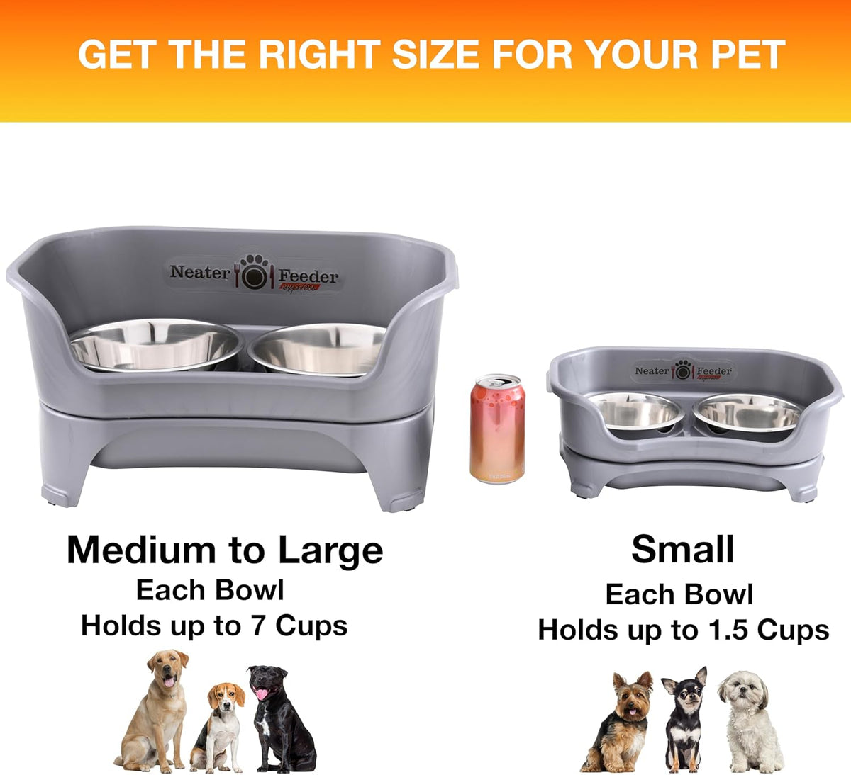 Neater Feeder Express Mess Proof Dog Bowls Elevated for Small Breeds Under 15 Lb, Made in USA, No