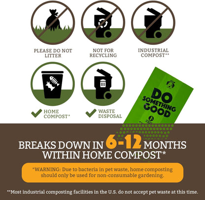 Doggy Do Good Poop Bags | Dog Waste Bags | Unscented, USDA Certified Biobased, Thick & Leak Proof