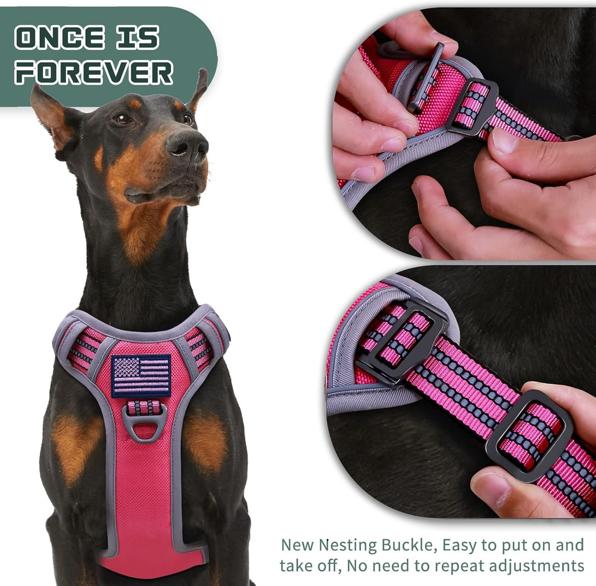 BUMBIN Tactical Dog Harness for Large Dogs No Pull, Famous TIK Tok No Pull Puppy Harness, Fit Smart