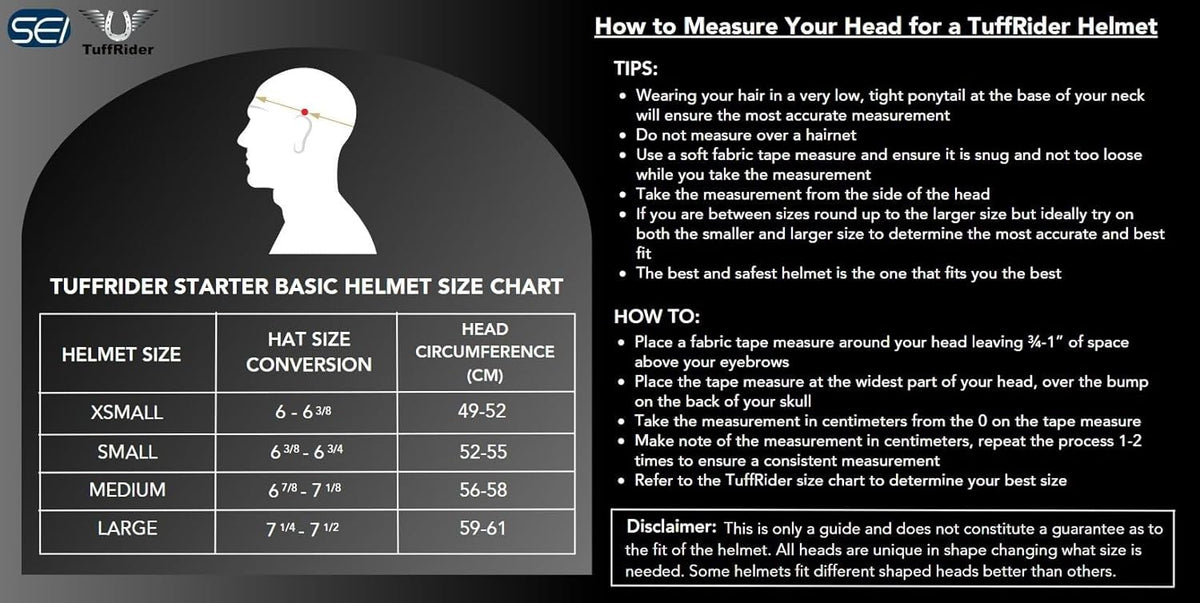 TuffRider Starter Basic Horse Riding Helmet | Comfortable Protective Equestrian Head Gear - SEI