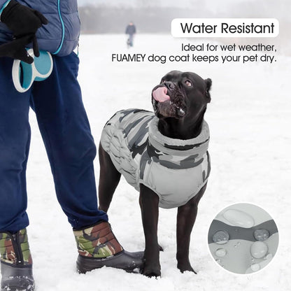 FUAMEY Dog Coat for Large Dogs,Waterproof Dog Winter Jacket with Harness Built in Puppy Cold