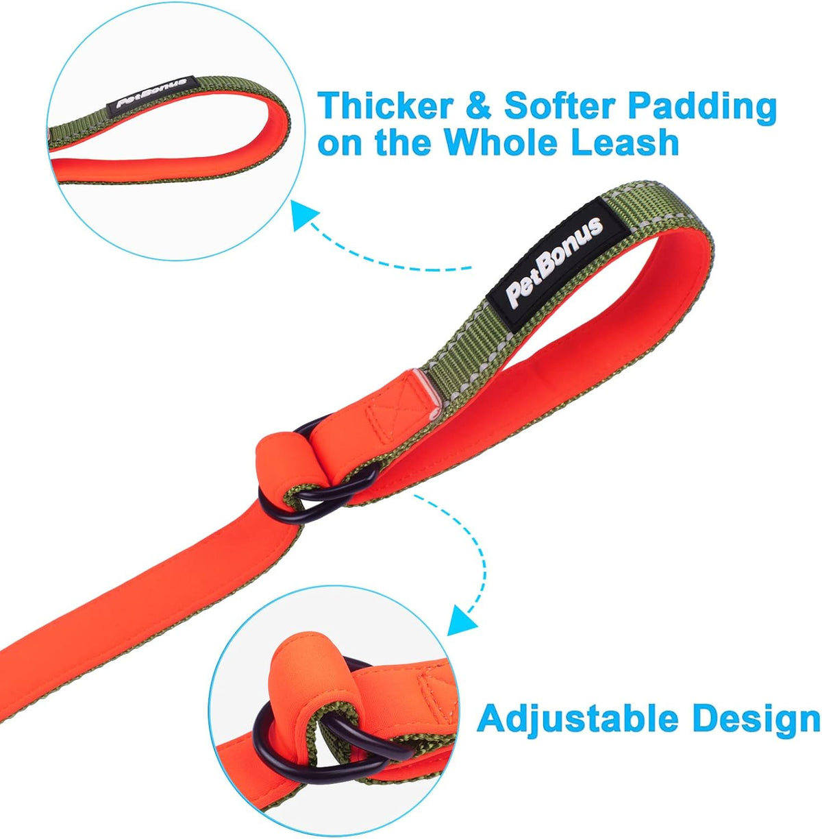 PetBonus Short Dog Leash, Safety Wrist Strap for Retractable Dog Leash, Reflective Design and