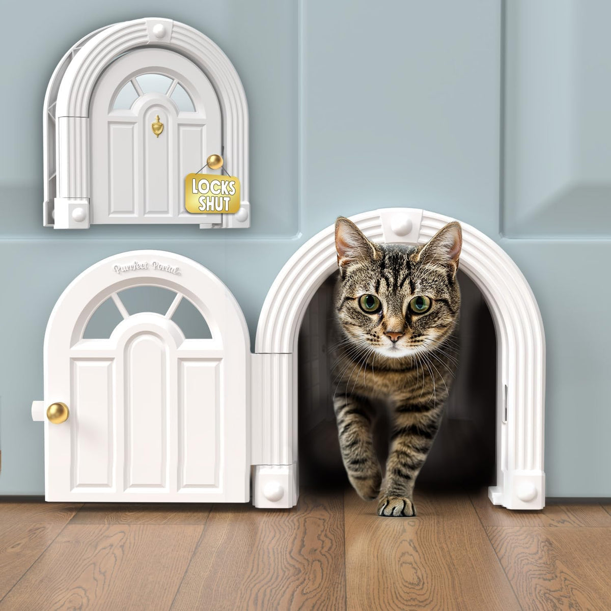Meow Manor® Cat Door Interior Door - No-Flap, Interior Cat Door for Cats Up to 20 lbs, Easy DIY