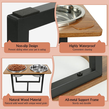 Elevated Dog Bowls for Large Dogs, Raised Dog Bowl Stand with Two X-Large Stainless Steel Bowls for