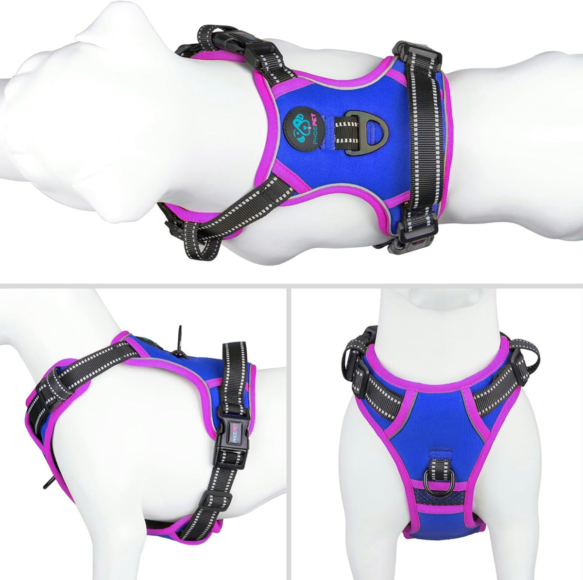 PHOEPET 2019 Upgraded No Pull Dog Harness, Reflective Adjustable Vest, with a Training Handle + 2