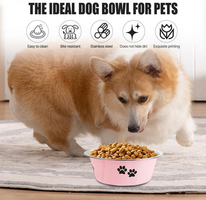 Stainless Steel Dog Bowls, Nonslip Rubber Bottom No Spill Proof Skid Metal Insulated Dog Bowls for