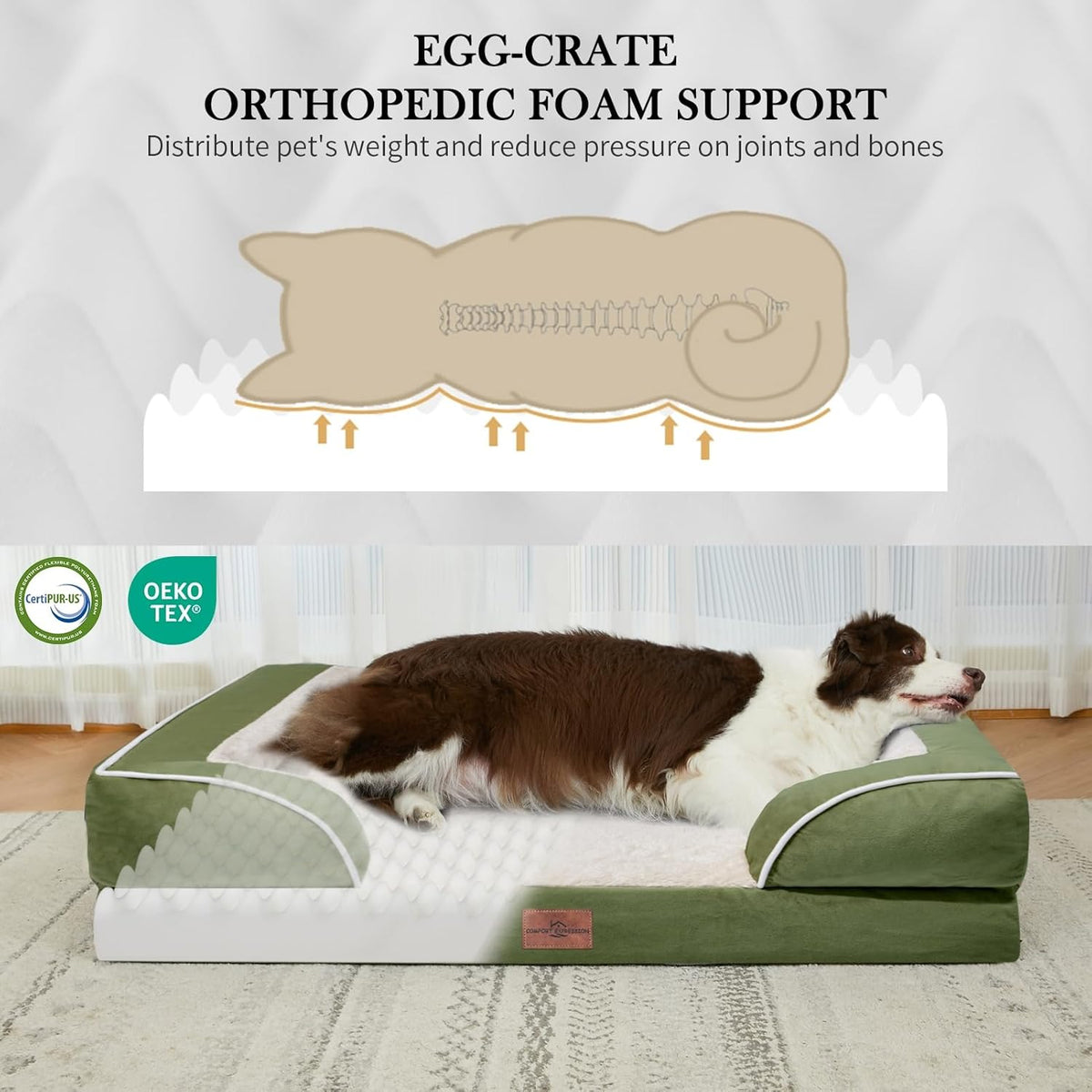 Comfort Expression Medium Dog Beds Waterproof Orthopedic Foam Dog Sofa Beds for Medium Large Dogs