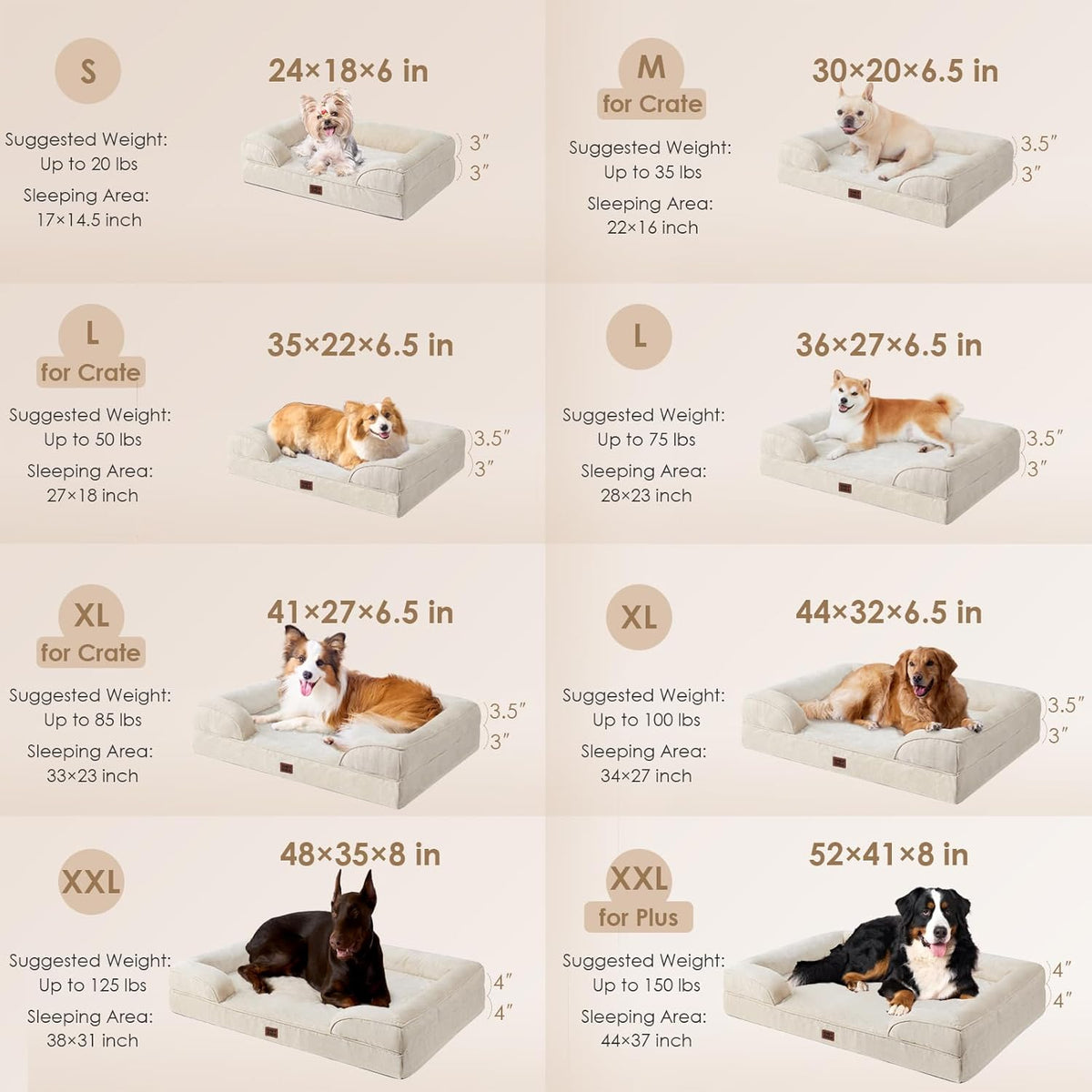 EHEYCIGA Orthopedic Dog Beds for Large Dogs, Waterproof Memory Foam Large Dog Bed with Sides