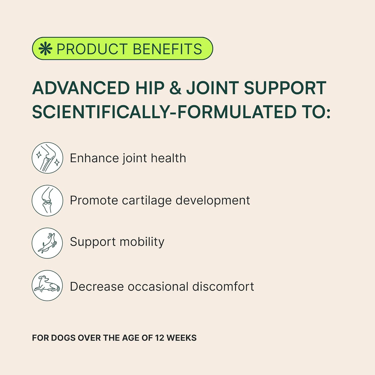 Wuffes Advanced Dog Hip and Joint Supplement with Glucosamine, Chondroitin, Omega 3, MSM, and Green