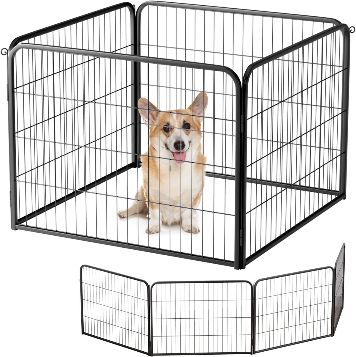 BestPet | Dog Playpen Extender | 24 Inch, 4 Panels | Heavy Duty Metal Pet Exercise Pen | Indoor
