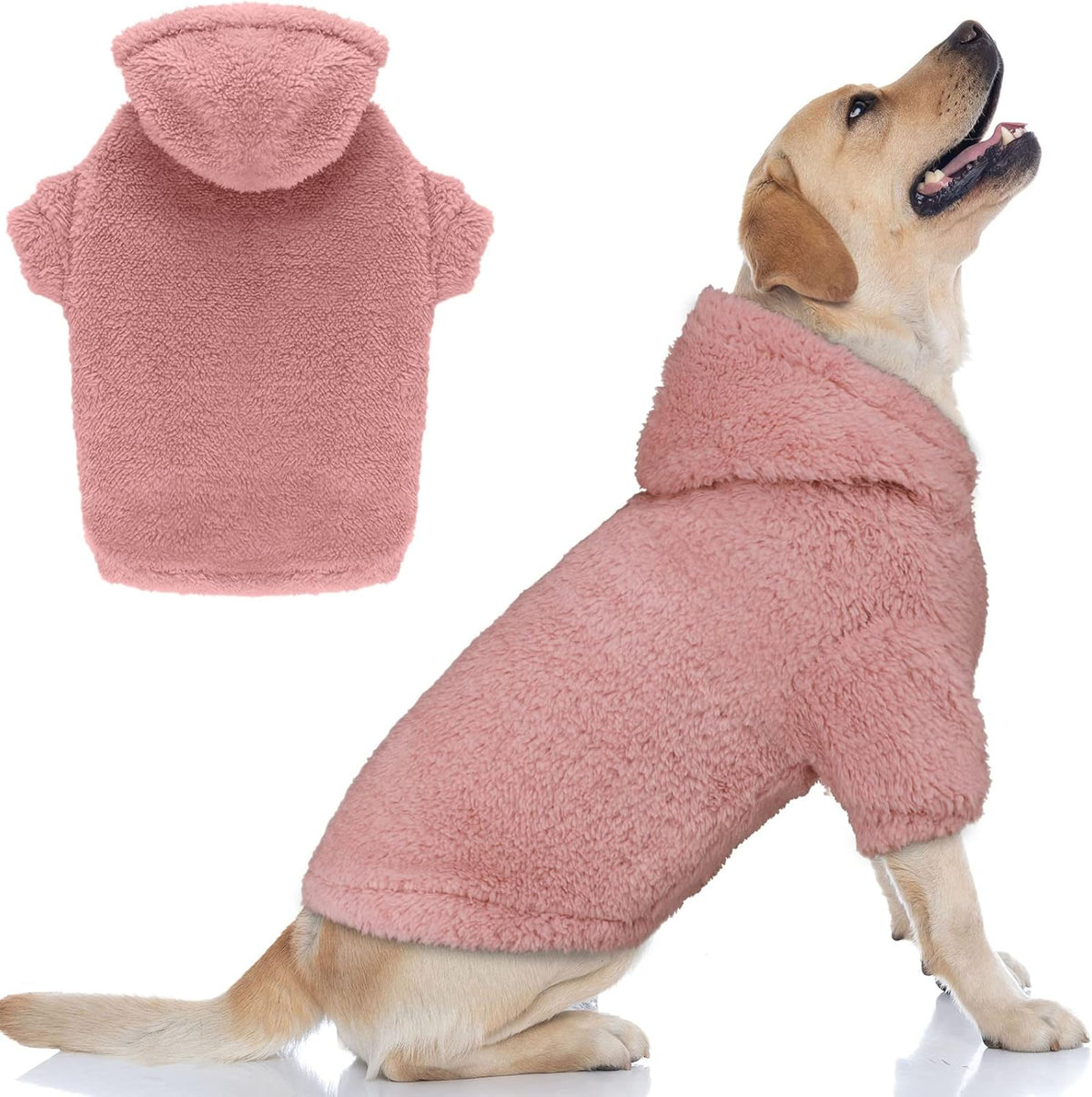 Fuzzy Dog Sweaters for Large Dogs Pet Hoodie Clothes Warm Soft Pet Coats Hooded Sweatshirt Dog