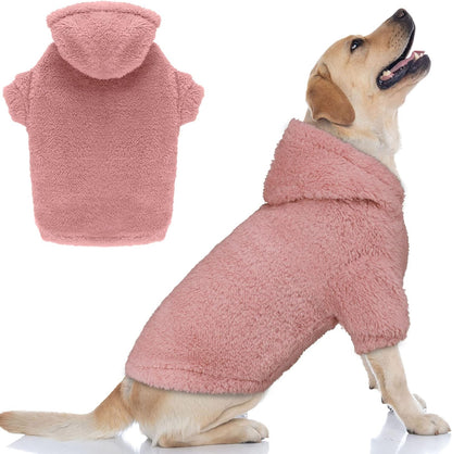 Fuzzy Dog Sweaters for Large Dogs Pet Hoodie Clothes Warm Soft Pet Coats Hooded Sweatshirt Dog