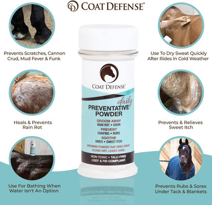 Coat Defense Daily Preventative Powder for Horses - Safe & Effective Equine Sweet Itch, Skin Funk