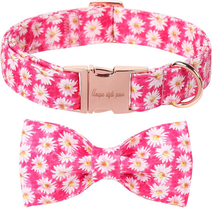 Unique style paws Cartoon Dog Collar with Bow Spring Summer Collar with Flower Rose Daisy for Small